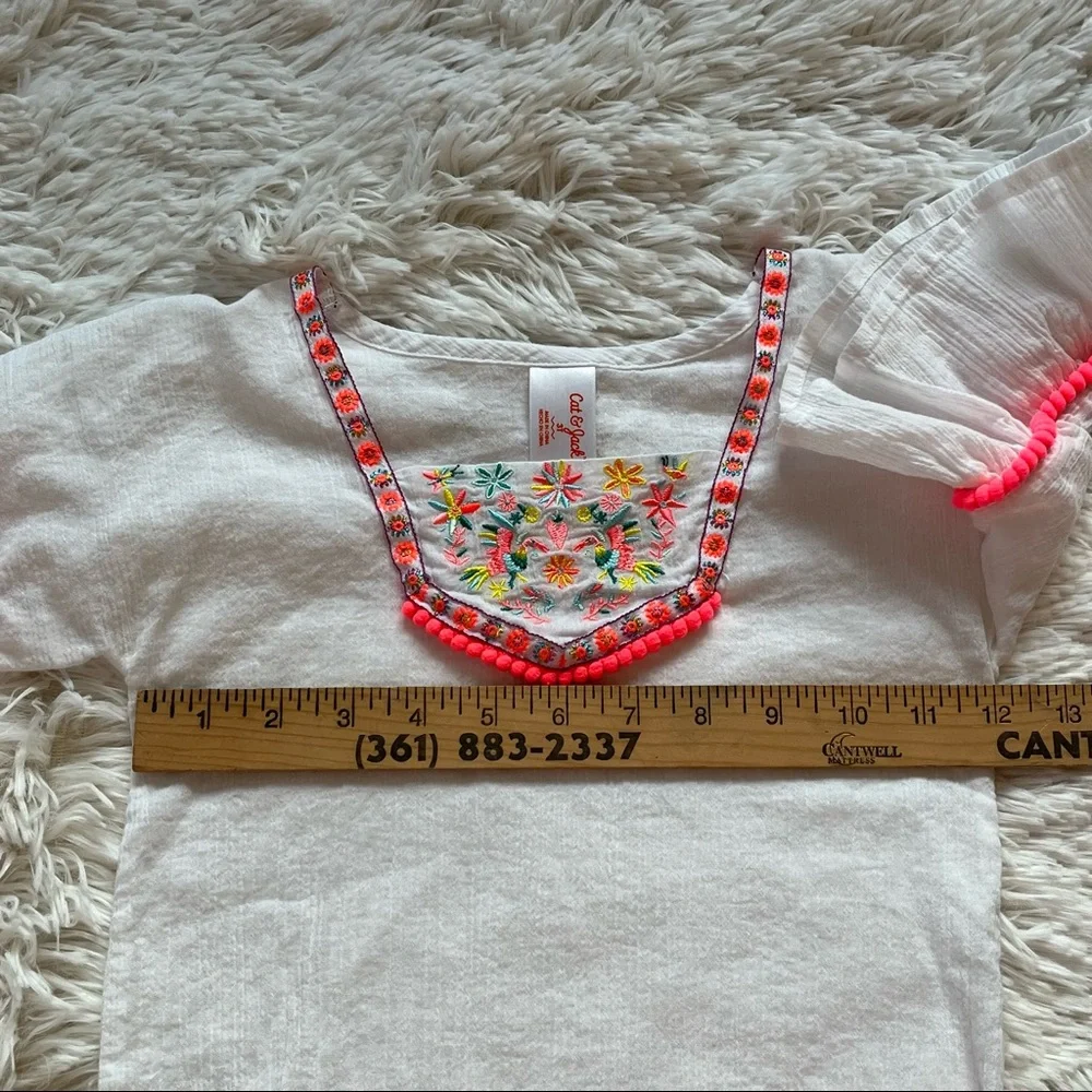 Cat & Jack Size 3T White with Multi Color Embroidery Swimsuit Coverup Dress - Picture 6 of 10